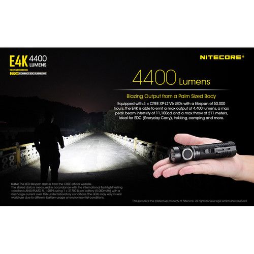  Nitecore E4K Rechargeable LED Flashlight