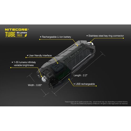  Nitecore TUBE v2 LED Key Chain Flashlight (Black)