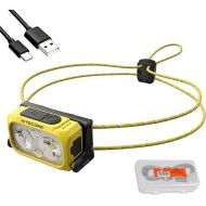 Nitecore NU25 400 UL Ultra Lightweight Headlamp, 400 Lumen USB-C Rechargeable with Lumentac Organizer for Back Packing, Camping and Running (Yellow)