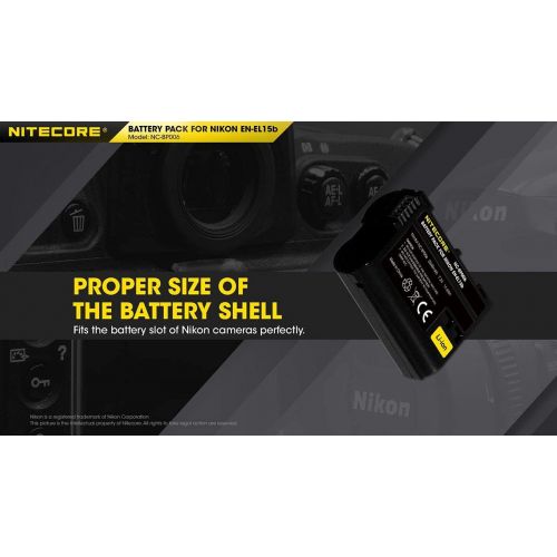  Nitecore NC-BP006 Camera Battery Compatible with Nikon EN-EL15B D500 D600 D610 D750 D800 D810 D7000 D7100 D7200 Z5 Z 6II Z 7II