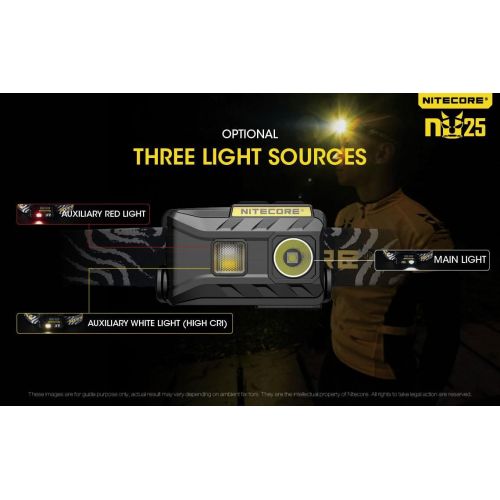  Nitecore NU25 360 Lumen Triple Output - White, Red, High CRI - 0.99 Ounce Lightweight USB Rechargeable Headlamp with LumenTac Adapter