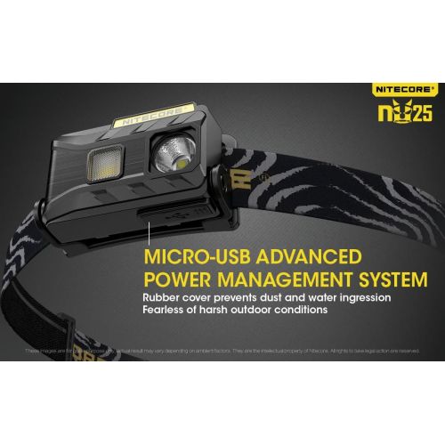  Nitecore NU25 360 Lumen Triple Output - White, Red, High CRI - 0.99 Ounce Lightweight USB Rechargeable Headlamp with LumenTac Adapter