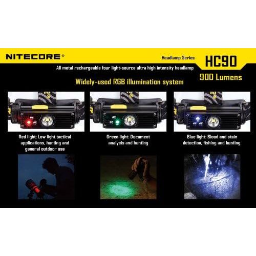  Nitecore HC90 900 Lumen CREE XM-L2 T6 LED USB rechargeable headlamp 2 X Genuine Nitecore NL189 18650 3400mAh Li-ion rechargeable batteries, Nitecore i4 intelligent Charger, in-Car