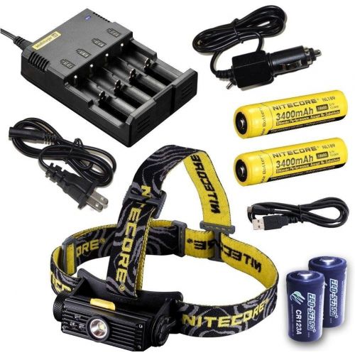  Nitecore HC90 900 Lumen CREE XM-L2 T6 LED USB rechargeable headlamp 2 X Genuine Nitecore NL189 18650 3400mAh Li-ion rechargeable batteries, Nitecore i4 intelligent Charger, in-Car