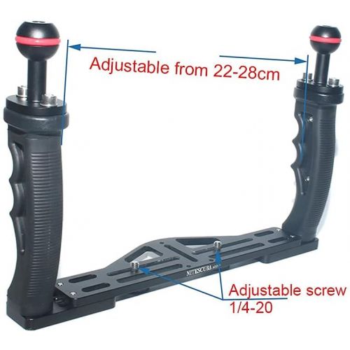  nitescuba NS10 Underwater Camera Tray extendable Handle Grips Bracket for gopro,pt059,rx100 uw Camera housing Universal Soft Handle with Aluminum and Rubber Material