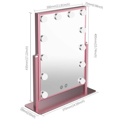  Nitin Lighted Vanity Mirror with Dimmable Touch Control, Hollywood Style Makeup Cosmetic Mirrors with Lights, Aluminum Frame Jewelry Packaging Material Velvet Back Plate (Silver)