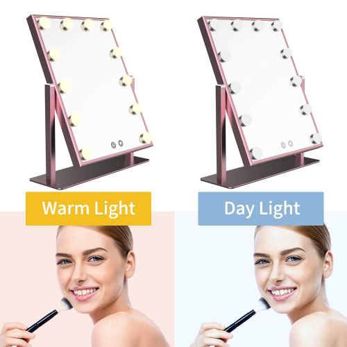  Nitin Lighted Vanity Mirror with Dimmable Touch Control, Hollywood Style Makeup Cosmetic Mirrors with Lights, Aluminum Frame Jewelry Packaging Material Velvet Back Plate (Silver)