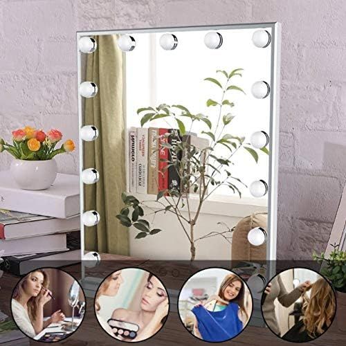  Nitin Hollywood Vanity Mirror with Lights, Dimmable Tabletop/Wall Cosmetic Lighted Makeup Beauty Mirror