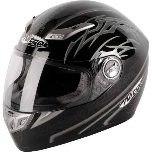  Nitro Aikido Full Face Helmet (WhiteGunmetalBlack, X-Large)