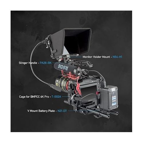  Nitze Camera Monitor Mount 180° Tilt and 360° Swivel Monitor Holder (3/8 ARRI Locating Pins to Quick Release NATO Clamp) - N54-H1