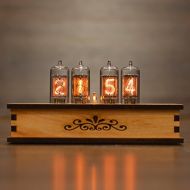 VintageTubeClocks Nixie Tube Clock 4x Z573m Nixie Tubes from Germany Vintage Retro Desk Table Clock Fully Assembled and Tested Wooden Alder Case