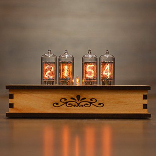  VintageTubeClocks Nixie Tube Clock 4x Z573m Nixie Tubes from Germany Vintage Retro Desk Table Clock Fully Assembled and Tested Wooden Alder Case