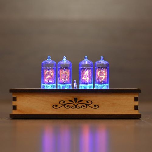  VintageTubeClocks Nixie Tube Clock 4x Z573m Nixie Tubes from Germany Vintage Retro Desk Table Clock Fully Assembled and Tested Wooden Alder Case