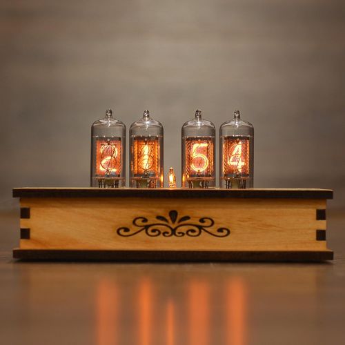  VintageTubeClocks Nixie Tube Clock 4x Z573m Nixie Tubes from Germany Vintage Retro Desk Table Clock Fully Assembled and Tested Wooden Alder Case