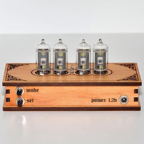  VintageTubeClocks Nixie Tube Clock 4x Z573m Nixie Tubes from Germany Vintage Retro Desk Table Clock Fully Assembled and Tested Wooden Alder Case