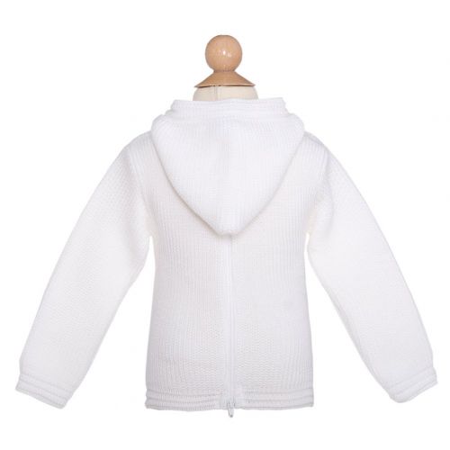  No!no! White Knit Hood Ribbed Cuff Zipper Back Sweater Baby 18M