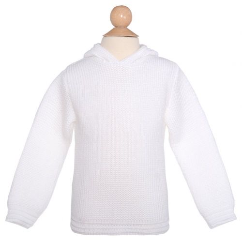  No!no! White Knit Hood Ribbed Cuff Zipper Back Sweater Baby 18M