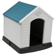 No!no! no!no! Plastic Indoor Outdoor Dog House Small to Medium Pet All Weather Doghouse Puppy Shelter White, Blue Roof