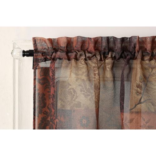  No. 918 Eden Inspirational Kitchen Curtain Swag Valance Pair, 56 x 36, Mulberry