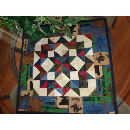  QuiltedbyChelle Western Quilt, Buggy Wheels Block, Buggy Wheels small quilt, Scrappy quilt, Country Quilt 930-7