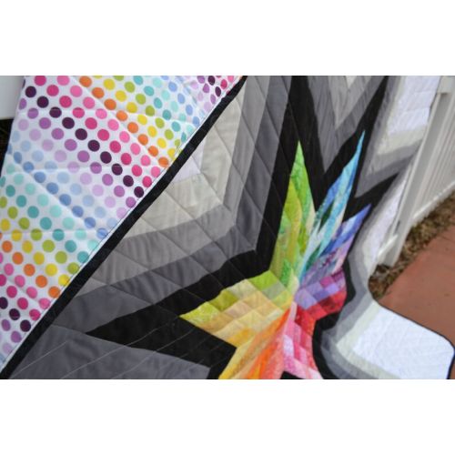  TrueloveQuiltsForYou Modern Rainbow Wall Art Quilt Handmade Mod Star Hippie Hipster Boho Chic Rainbow Bedding Luxury Wall Hanging Graphic Pixel Large Throw Quilt