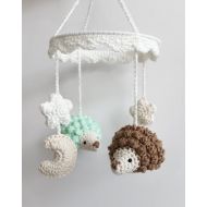 /HOOKAshop Baby Mobile, Crochet Hedgehog Mobile, Newborn Crib Mobile, Handmade Baby Gift, Beautiful Hedgehog Mobile