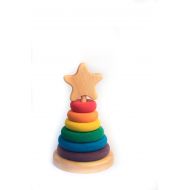 LAtelierChevaldeBois Wooden rainbow stacker, wooden toy by Atelier Cheval de bois