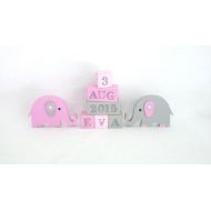 LittleBambinoArt Wooden blocks, Baby name blocks, wooden block toys, Elephant nursery decor