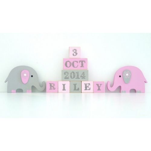  LittleBambinoArt Wooden blocks, Baby name blocks, wooden block toys, Elephant nursery decor