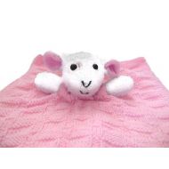 /KnitSewCrafty1 Lamb comfort blanket, sheep handknitted toy, choose your own colours, gift for farmers baby, comfort cuddle toy, CE tested, welcoming token.