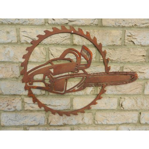  RustyRoosterMetalArt Chainsaw Decor  Rusty Metal Garden Art  Chainsaw Gift  Garden Decor  Rusty Metal Chainsaw  Garden wall art  Metal Art