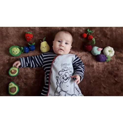  RainbowHappiness Weekly photo of my pregnancy , Crochet baby toy set (38 pcs) Crochet vegetables and fruit, eco-friendly toys,baby gift, gift for moms.