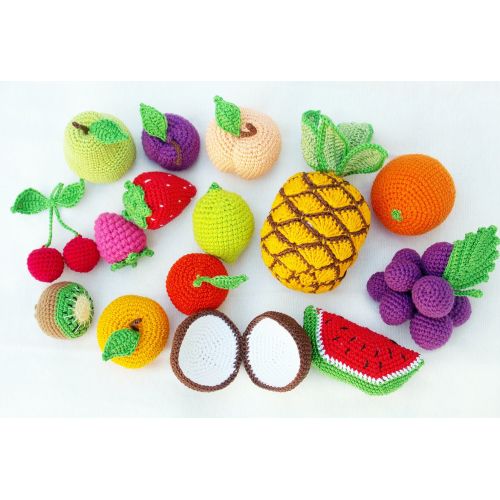  RainbowHappiness Weekly photo of my pregnancy , Crochet baby toy set (38 pcs) Crochet vegetables and fruit, eco-friendly toys,baby gift, gift for moms.