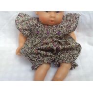 /CelestineBordeaux romper has smocking Liberty Eloise doll 30 cm