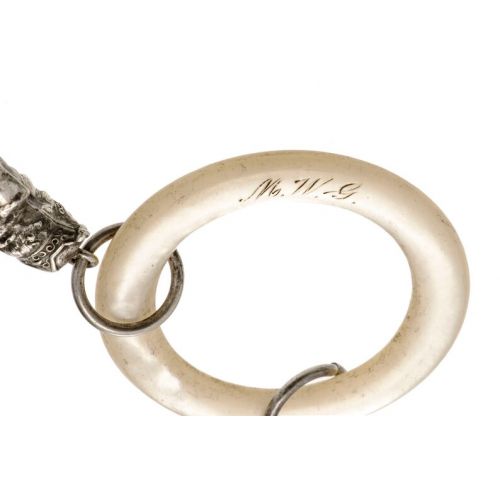  SearchEndsHere antique teething ring sterling figural bell necklace