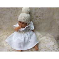 CelestineBordeaux White diaper dress, smocked or doll 30 cm