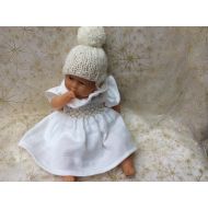 /CelestineBordeaux White diaper dress, smocked or doll 30 cm