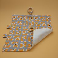 WawiMama Fox taggie blanket, Eco friendly teether, Infant blankie, Organic security blanket , Newborn blanket, Baby comforter toy, Orange blanket