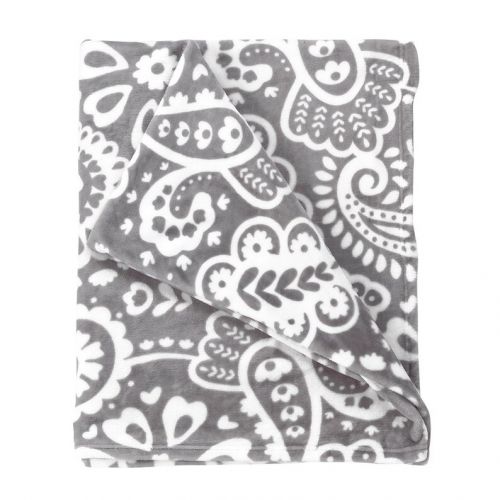  Daisygiggles Personalized Parker Paisley Collection Soft Plush Blanket - Add a Monogram - Bridesmaids Gift - Gray and White - Throw Blanket