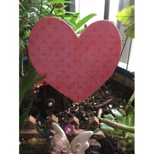  MyFairyPatch Valentines Heart Stake, Fairy Garden Stake, Heart Stake, Valentines Floral Heart Stake, Flower Pot Stake, Valentines Stake