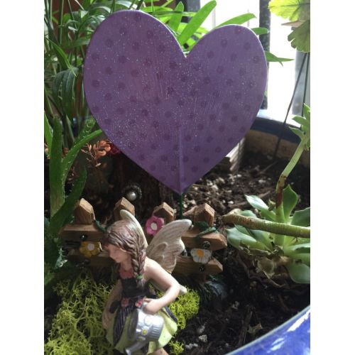  MyFairyPatch Valentines Heart Stake, Fairy Garden Stake, Heart Stake, Valentines Floral Heart Stake, Flower Pot Stake, Valentines Stake