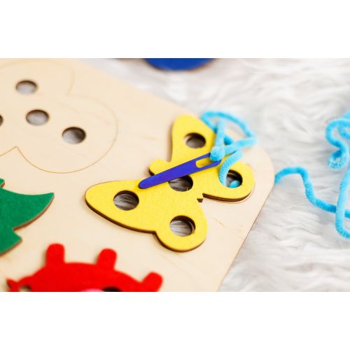  TardimArt Wooden Lacing Board Toy Montessori Materials Toddler Wood Toy