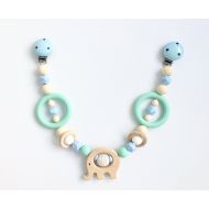 /BabySV Pacifier Chain Schnullerkette Dummy clip natural crochet wood beads beech maple baby newborn gift