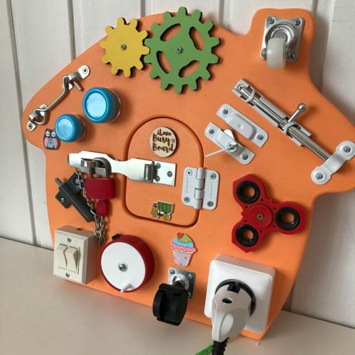  IloveBusyboard Little orange cubby v2, Mini sensory board, Travel busy board