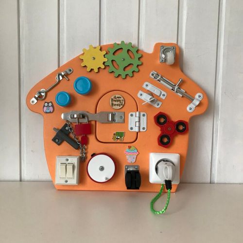  IloveBusyboard Little orange cubby v2, Mini sensory board, Travel busy board