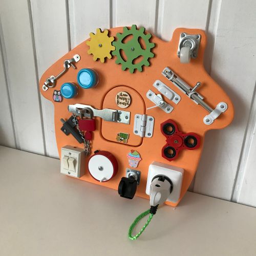  IloveBusyboard Little orange cubby v2, Mini sensory board, Travel busy board