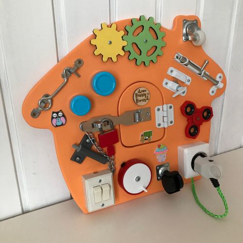  IloveBusyboard Little orange cubby v2, Mini sensory board, Travel busy board