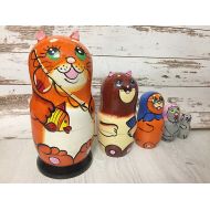 /GiftsHandmadeShop nesting dolls, matryoshka dolls, nesting doll, russian nesting doll, animal toys, russian dolls, stacking toy, wooden toy, educational toy