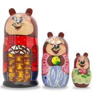 /BestPysanky 5.5 Set of 3 Bear Family Matryoshka Wooden Russian Nesting Dolls