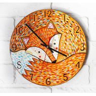 NoBrand Orange Fox Wall Clock, Modern wall clock with numbers